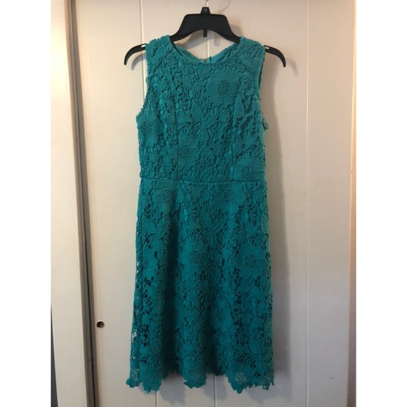 Teal blue knee length dress - Picture 1 of 6